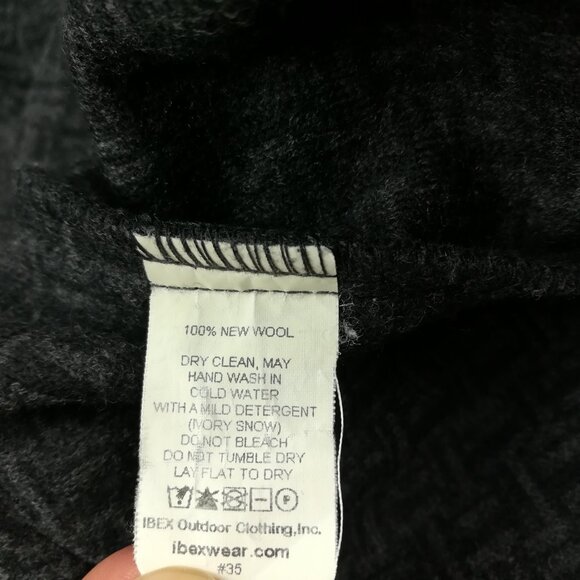 Ibex Jacket Thick Wool Geometric Zig Zag Full Zip Black Gray Mens Large - Picture 5 of 11